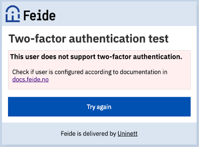 "This user does not support two-factor authentication. Skjermbilde"