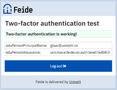 "Two-factor authentication is working! Skjermbilde"